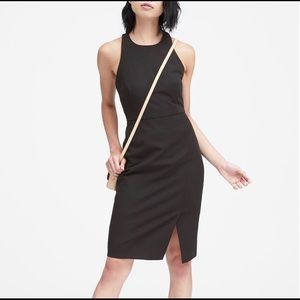 Bi-Stretch Racer-Neck Sheath Dress